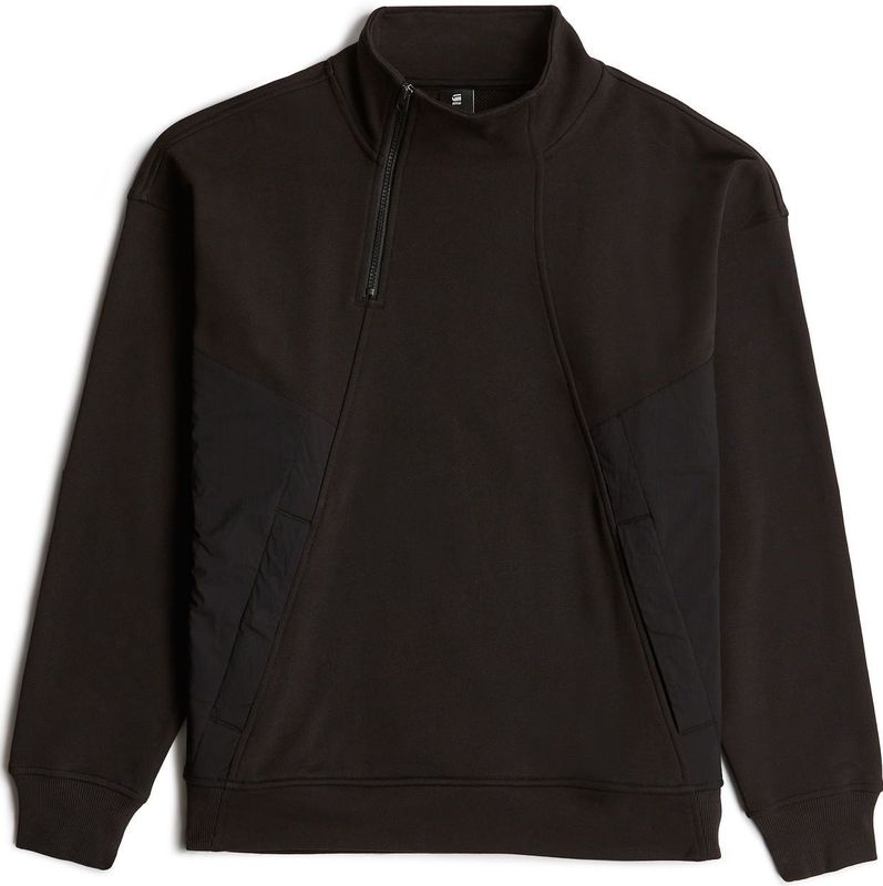 Fabric Mix - Half Zip Sweater - Zwart - Heren