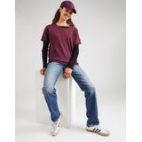 G-Star RAW - T-shirt - Maroon - Rolled up met omgeslagen mouwen