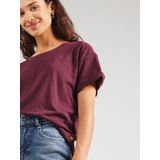 G-Star RAW - T-shirt - Maroon - Rolled up met omgeslagen mouwen
