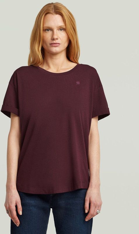 G-Star RAW - T-shirt - Maroon - Rolled up met omgeslagen mouwen