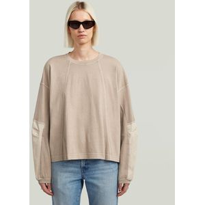 T-shirt - Beige - Washed 3D Mix Oversized - Dames