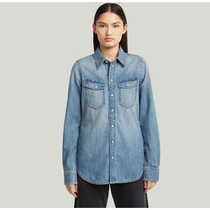 Slim Western - Overhemd - Midden Blauw - Dames