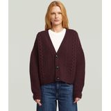 Cable Cropped Gebreid Vest - Rood - Dames