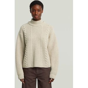 G-STAR - Cable Double Collar Knit - Gebreide Trui - Ecru