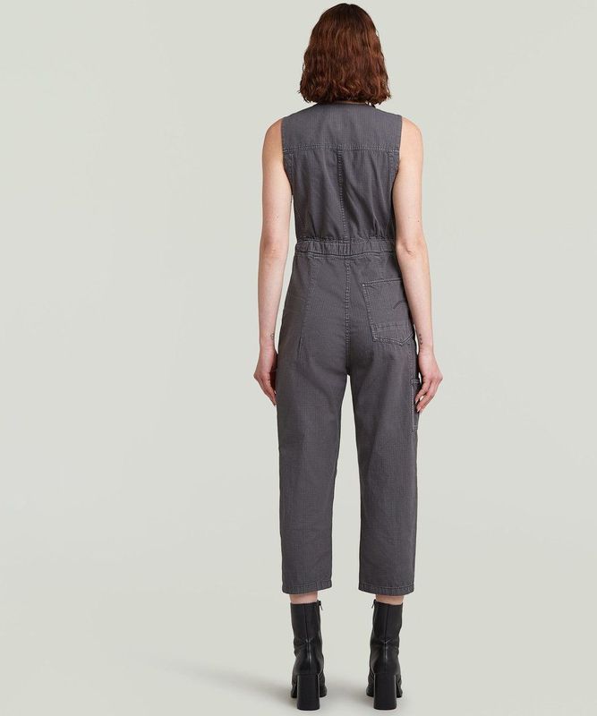 Jumpsuit - Grijs - Dames - Mouwloos - High Waist - 100% Katoen