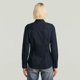 Slim Poplin Longsleeve Overhemd - Donkerblauw - Dames