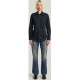 Slim Poplin Longsleeve Overhemd - Donkerblauw - Dames