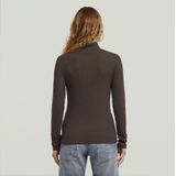 A lijn Slim Rib Mock t ls wmn, beige (Ganache D26905-e136-g652), XXS