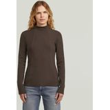A lijn Slim Rib Mock t ls wmn, beige (Ganache D26905-e136-g652), XXS