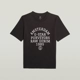 G-star - Text Graphic T-shirt - Korte Mouwen - Ronde Hals - Normale Pasvorm - Cropped Lengte - 100% Biologisch Katoen