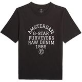 G-star - Text Graphic T-shirt - Korte Mouwen - Ronde Hals - Normale Pasvorm - Cropped Lengte - 100% Biologisch Katoen