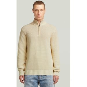 Honey Comb Structure Skipper Knit - Wit - Heren