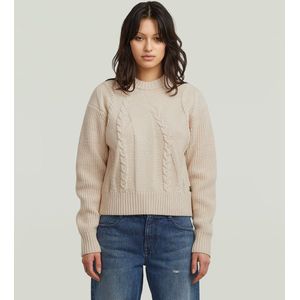 Big Cable Knit Pullover - Wit - Dames