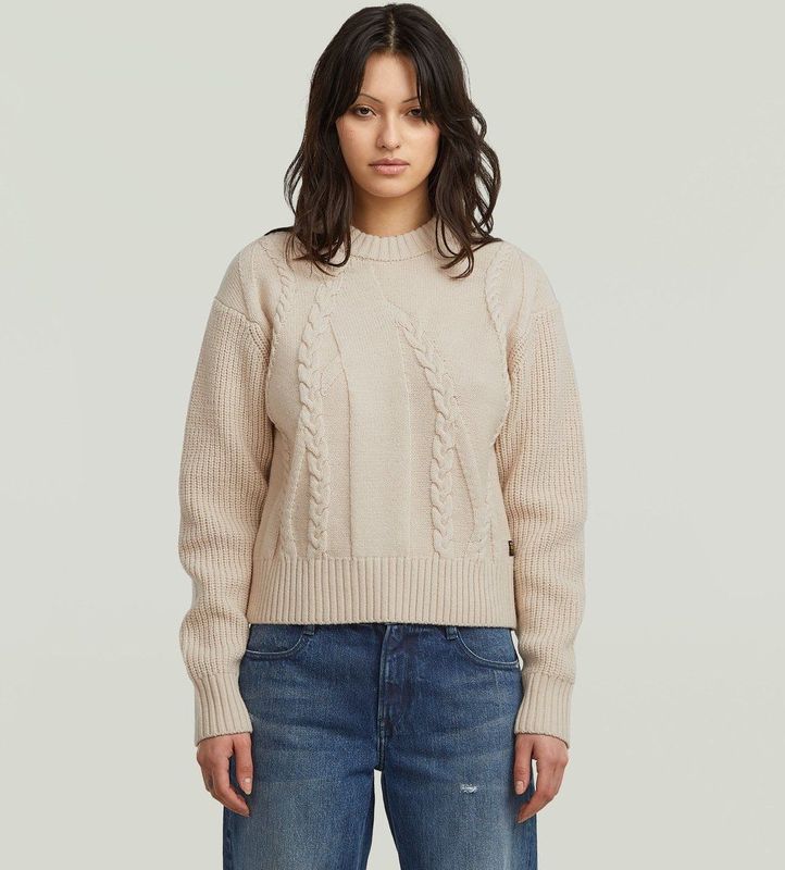 Big Cable Knit Pullover - Wit - Dames