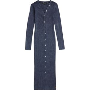 Long Cardigan Dress Knit - Donkerblauw - Dames