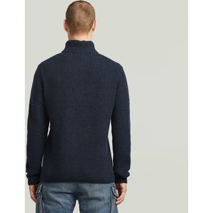 G-STAR Dubbele kraag halve rits gebreid, Blauw (Dk Patriot Blue D27961-d754-7160), XS