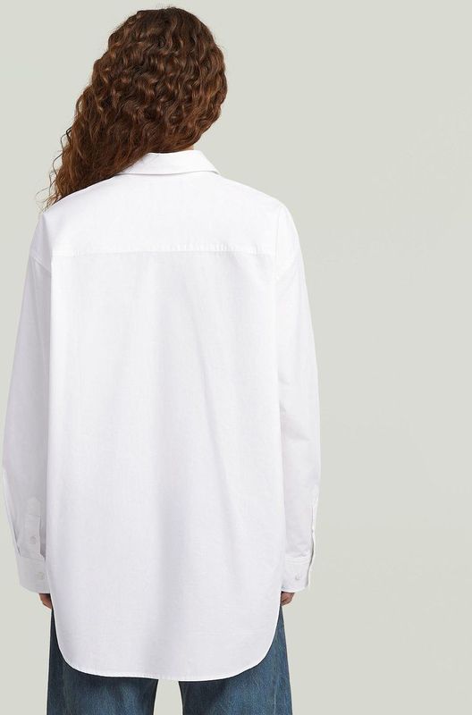 Oversized Zip Poplin Overhemd - Wit - Dames