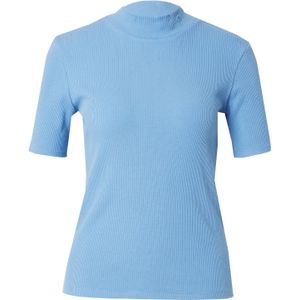 Mock Neck Rib T-Shirt, meerblauw 413, XS
