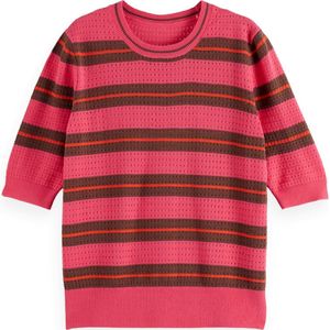 Trui - Pointelle Relaxed Pullover - Korte Mouwen - 60% Katoen 40% Acryl