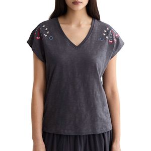 Scotch & Soda - Geborduurd T-shirt - Katoen - Korte Mouwen - V-hals