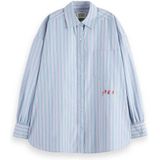 SCOTCH & SODA - Blouse - Lichtblauw / Lila / Rood - Klassieke Blouse - Lange Mouw