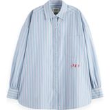 SCOTCH & SODA - Blouse - Lichtblauw / Lila / Rood - Klassieke Blouse - Lange Mouw