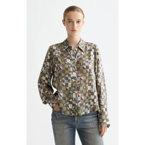 Scotch & Soda - Blouse - Kaki - Dames - Regular Fit - Lange Mouwen