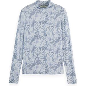 Scotch & Soda - Top - Lichtgrijs - Aansluitende Pasvorm - Korte Mouwen