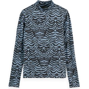 Scotch & Soda - All Over Printed Mock T-shirt - Lange Mouwen