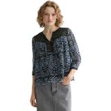 Scotch & Soda - Top - Blauw - Driekwart Mouwen - Knoopsluiting