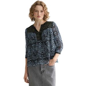 Scotch & Soda - Top - Blauw - Driekwart Mouwen - Knoopsluiting