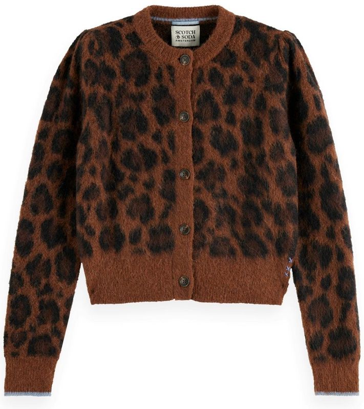 SCOTCH & SODA - FUZZY JACQUARD - Gebreid Vest - Bruin / Donkerbruin / Zwart