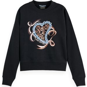 Scotch & Soda - Chest Artwork - Sweater - Zwart - Dames