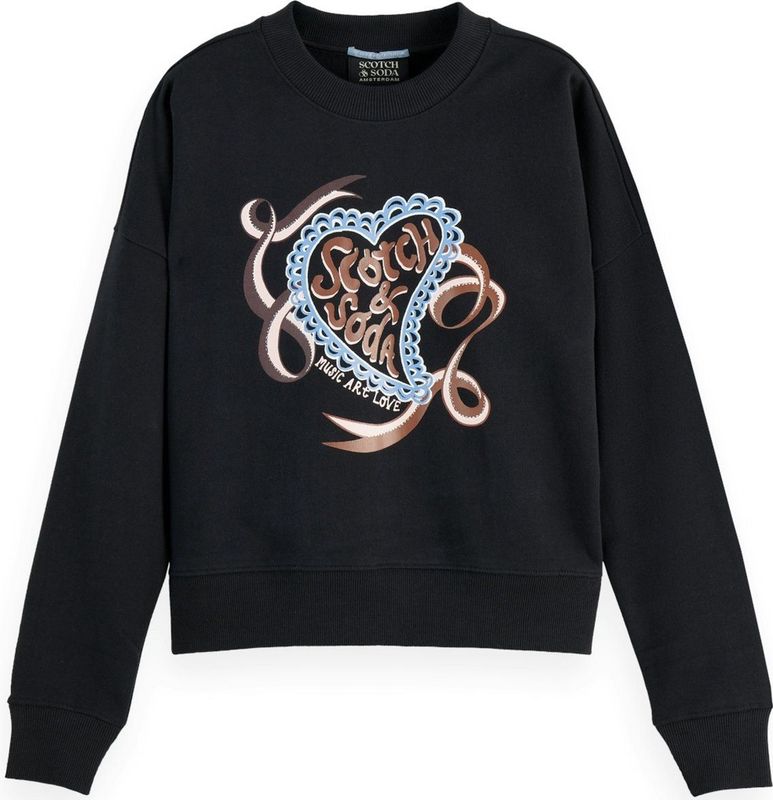 Scotch & Soda - Chest Artwork - Sweater - Zwart - Dames