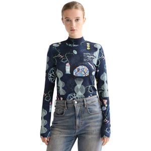 Scotch & Soda - Longsleeve Ikat Feather - Zwart - Dames