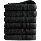 PHLOX Handdoek Supreme Collectie - 50x100 - 6 stuks - OEKO-TEX Made in Green - 600 g/m2 zacht katoen - zwart