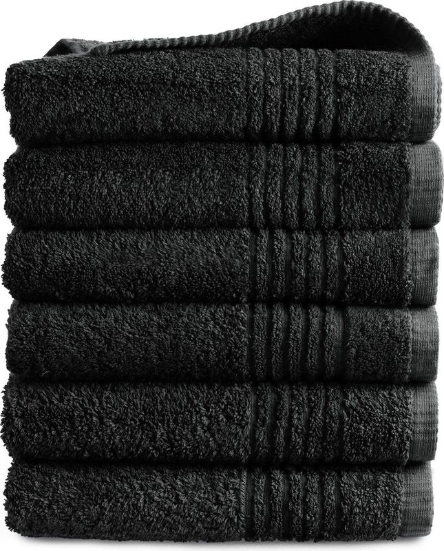 PHLOX Handdoek Supreme Collectie - 50x100 - 6 stuks - OEKO-TEX Made in Green - 600 g/m2 zacht katoen - zwart