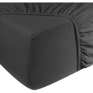 DoubleDry Hoeslaken Jersey 100% Katoen - Tweepersoons 140x200 cm - Zacht & Huidvriendelijk - Rondom Elastiek - Antraciet