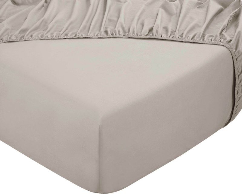 DoubleDry Hoeslaken 180x200 cm - 100% Natuurlijk Katoen - Zacht & Ademend - Rondom Elastiek - OEKO-TEX & BSCI - Licht Taupe