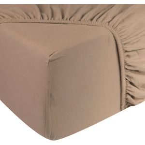 DoubleDry - Hoeslaken Jersey - Beige - Tweepersoons 140x200 cm - 100% Katoen - Rondom Elastiek
