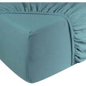 DoubleDry - Hoeslaken - Petrol - 100% Katoen - Voor Tweepersoonsbed