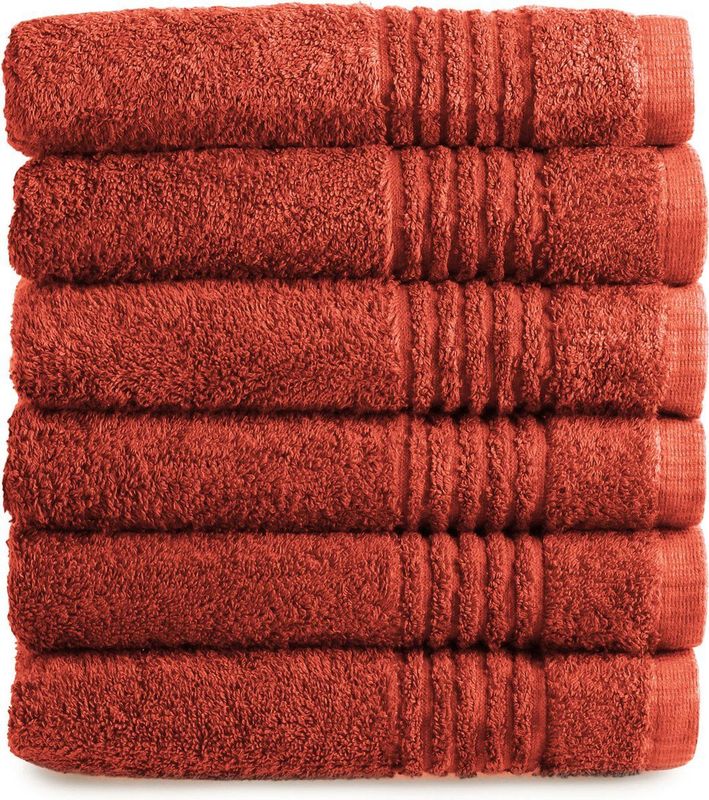 PHLOX Handdoek Supreme Collectie 6 stuks OEKO TEX Made in Green 600 g/m2 zacht katoen terracotta