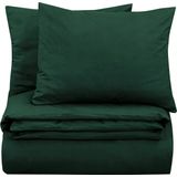 DoubleDry - Dekbedovertrek - Donkergroen - 100% Natuurlijk Katoen - Eenpersoons 140x200/220 cm + 1 Kussensloop