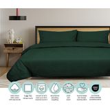 DoubleDry - Dekbedovertrek - Donkergroen - 100% Natuurlijk Katoen - Eenpersoons 140x200/220 cm + 1 Kussensloop