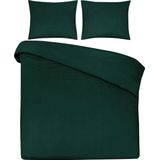 DoubleDry - Dekbedovertrek - Donkergroen - 100% Natuurlijk Katoen - Eenpersoons 140x200/220 cm + 1 Kussensloop