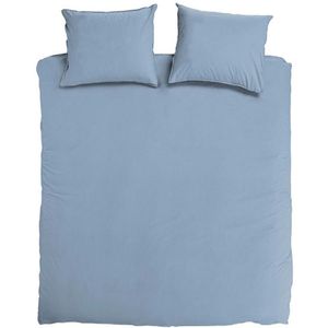 DoubleDry - Dekbedovertrek - Blauw - Lits Jumeaux 240x200/220 cm - 100% Percal Katoen