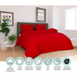 DoubleDry - Dekbedovertrek - Fel Rood - 100% Katoen - Eenpersoons