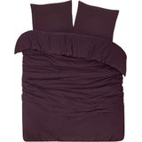 DoubleDry - Dekbedovertrek - Flanel - Paars - 100% Katoen - Eenpersoons 140x200/220 cm + 1 Kussensloop