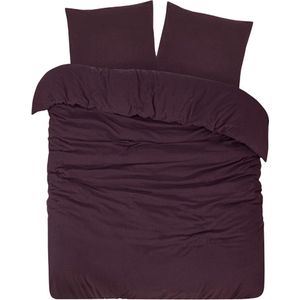 DoubleDry - Dekbedovertrek - Flanel - Paars - 100% Katoen - Eenpersoons 140x200/220 cm + 1 Kussensloop