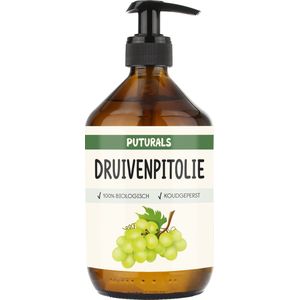 Puturals Druivenpitolie 100% Biologisch - 500ml - Koudgeperst en Puur - Druivenpitolie voor Haar en Huid